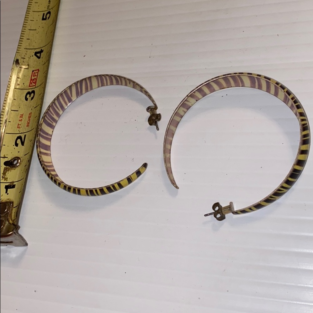 Yellow zebra hoop earrings